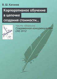 Корпоративное обучение в цепочке создания стоимости как источник конкурентоспособности предпринимательской структуры