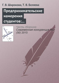 Предпринимательские намерения студентов: концепция и основные подходы к исследованию